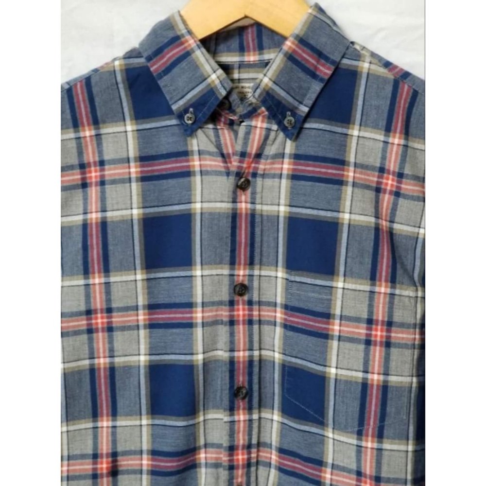 J Crew Factory Heathered Cotton Plaid Button Down